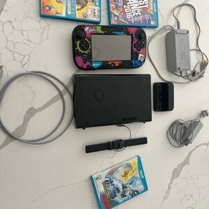 Nintendo Wii U Black Console with Splatoon Design